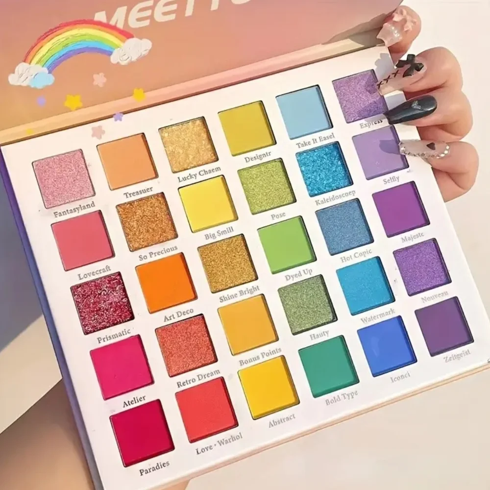 Large Eyeshadow Palette with Brushes - Vibrant Multi-Color - Picture 2 of 7